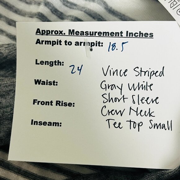Vince Striped Gray White Short Sleeve Crew Neck Tee Top Small - Picture 4 of 4